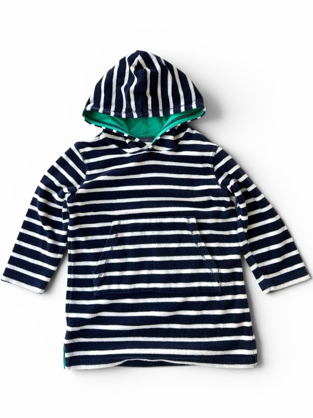 Mini Boden Kids Navy & White Striped Hooded Swim Cover Size 4-5